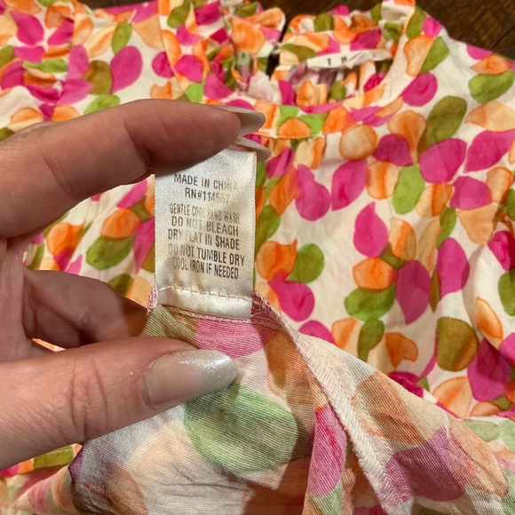 THML Multicolor Abstract Floral Ruffle Sleeve Blouse Women’s XS - Picture 5 of 6